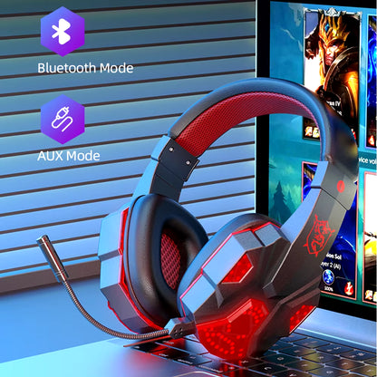 Professional Bluetooth Gaming Headphones with Detachable Microphone for Laptop Xbox Smart Phone Gamer Headset Gifts