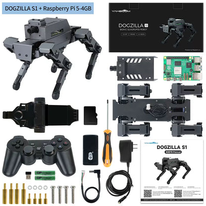 12DOF Quadruped Bionic 4-Legged AI Robot Dog Electronic Kit for ROS2 Raspberry Pi 5 Support Python Programming RVIZ Simulation