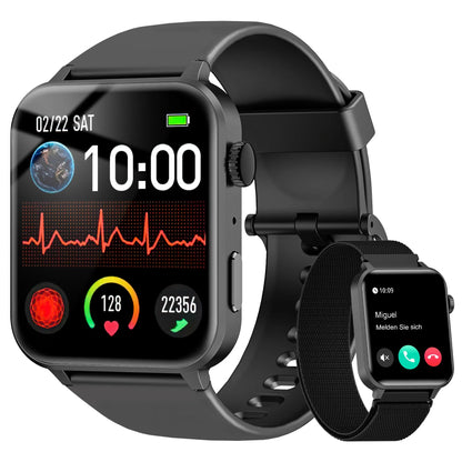 Smart Watch for Android and Iphone,Ip68 Waterproof,With Bluetooth Call(Answer/Make Calls) for Women Men 1.83" HD Screen Fitness Watch with AI Voice,Black