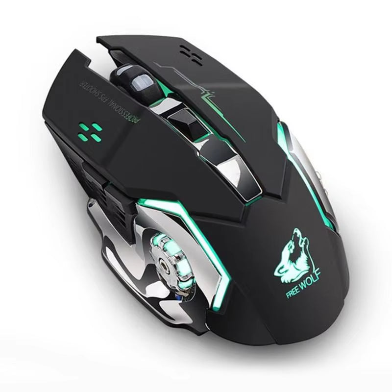 Rechargeable X8 Wireless Ergonomic Gaming Mouse with Silent LED Backlighting and USB Optical Sensor