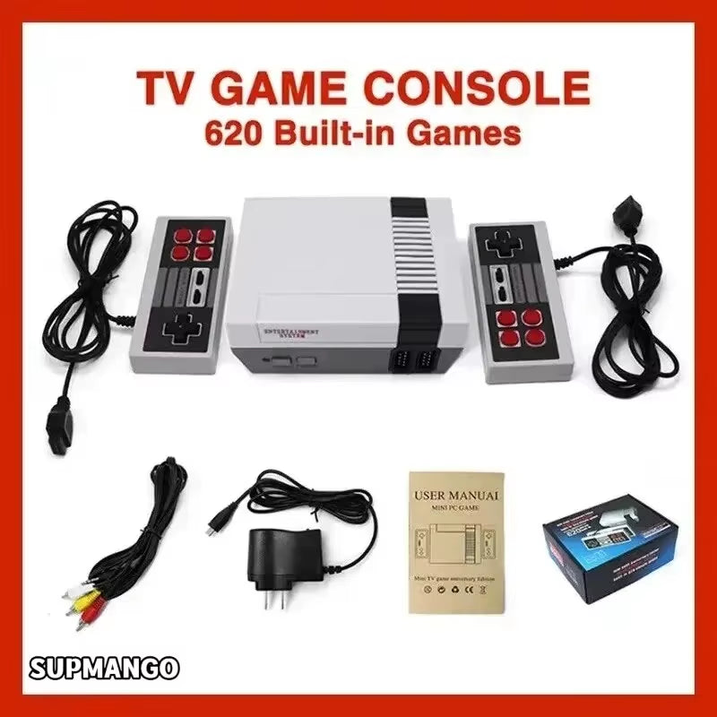 Handheld Mini Video Game Console with AV Output - 620 Built-In Classic Games and Dual Gamepad for Family Entertainment