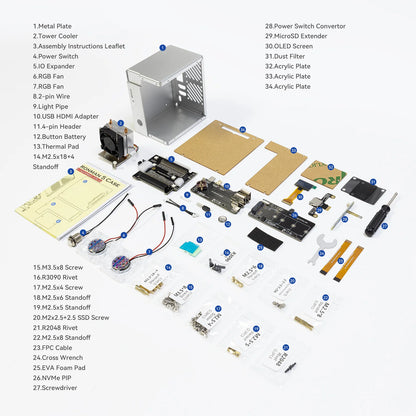 Pironman 5 Nvme M.2 SSD Pcie Mini PC Case for Raspberry Pi 5 Hailo-8L AI Accelerator with Tower Cooler+Dual RGB Fans