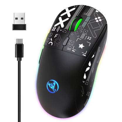 T90 2.4G Wireless Ergonomic Mechanical Gaming Mouse with RGB Lighting, 3600 DPI, and 10 Million Keystroke Durability