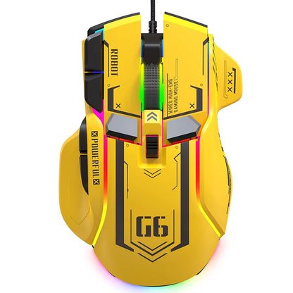 G6 Wired Gaming Mouse with 128000 DPI, Chipa826 RGB, Macro-Programmable, Ergonomic Design for Enhanced Gaming and Productivity