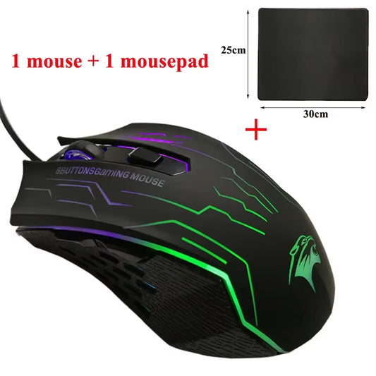 FORKA Silent Click USB Wired Gaming Mouse with 6 Buttons and 3200 DPI - Mute Optical Mouse for PC, Laptop, and Notebook Gaming