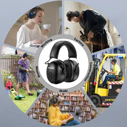Electronic Headphone 5.0 Bluetooth Earmuffs Hearing Protection Headphones for Music Safety Noise Reduction Charging
