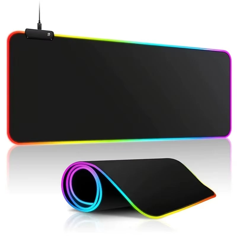 Large Extended Gaming Mouse Pad with Touch Control Light Modes and Non-Slip Rubber Base