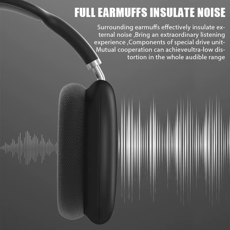 P9 Wireless Bluetooth Noise-Cancelling Headphones with Microphone - Over-Ear Sports Gaming Headset for Apple iPhone