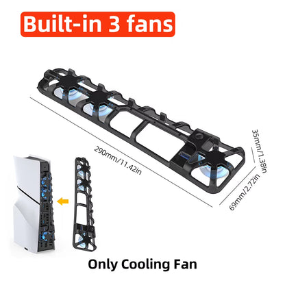 Dual Controller Charging Station with RGB Lighting and Cooling Fan System for PS5 Slim Controllers