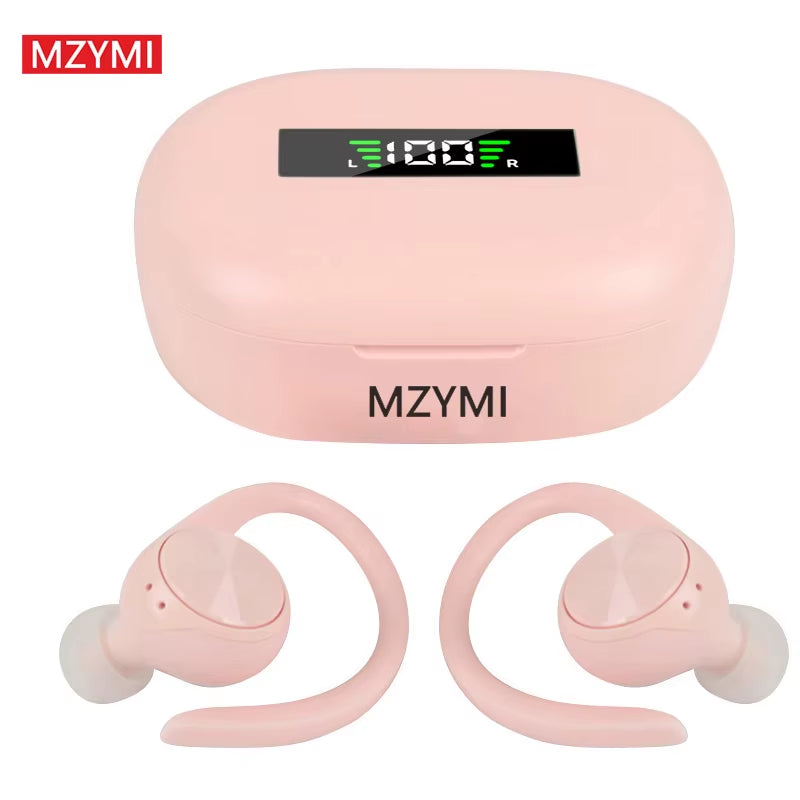 MZYMI Mini Wireless Bluetooth Headphones R200 Touch Control Earphones with Earhook TWS 9D Stereo Sound Earbuds for Sport